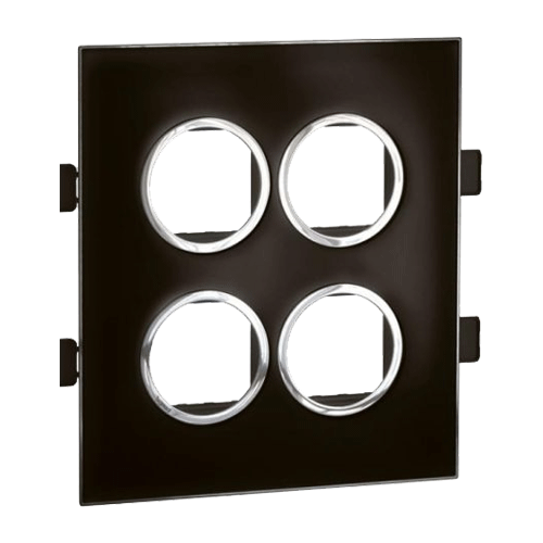 Legrand Arteor 2 x 4M Black Mirror Cover Plate With Frame, 5759 43